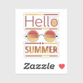 Hello Summer レトロ サンセット サングラス Tシャツ シール