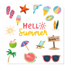 Hello Summer – 明るくて華やかな壁ポスター