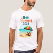 Hello Summer 2025 ☀️おもしろいビーチシーンシャツ Tシャツ (正面)