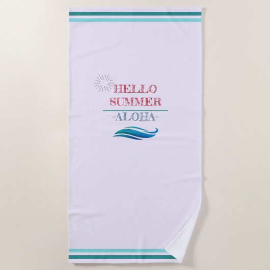 「Hello Summer Aloha」トロピカルビベス ビーチタオル (正面)