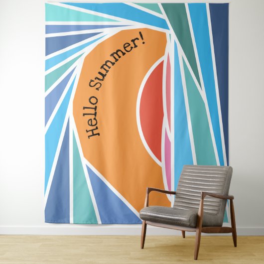 Hello Summer Barrel Wave and Sunset タペストリー (インサイチュ)