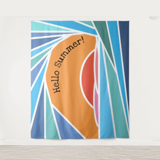 Hello Summer Barrel Wave and Sunset タペストリー (正面)