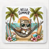 Hello Summer Beach Cat マウスパッド (正面)