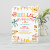 Hello Summer Beach Party Birthday Invitation 招待状 (スタンド正面)