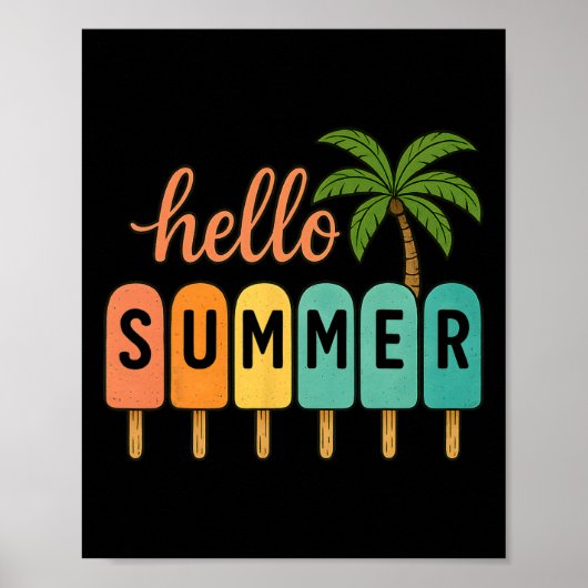 Hello Summer Beach Vacation Ice Cream Popsicle Gif ポスター (正面)