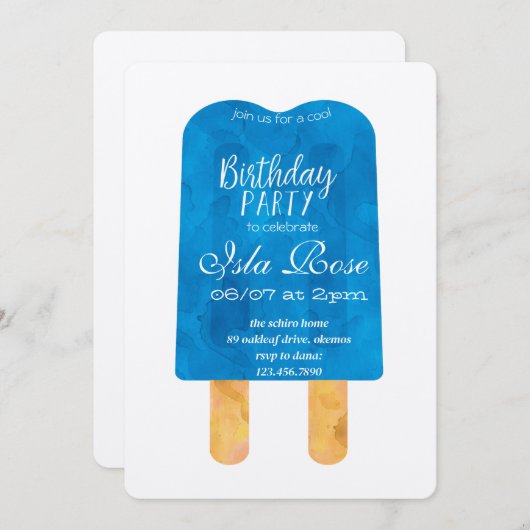 Hello Summer Birthday Party 招待状 (正面/裏面)