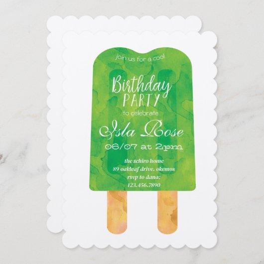 Hello Summer Birthday Party 招待状 (正面/裏面)