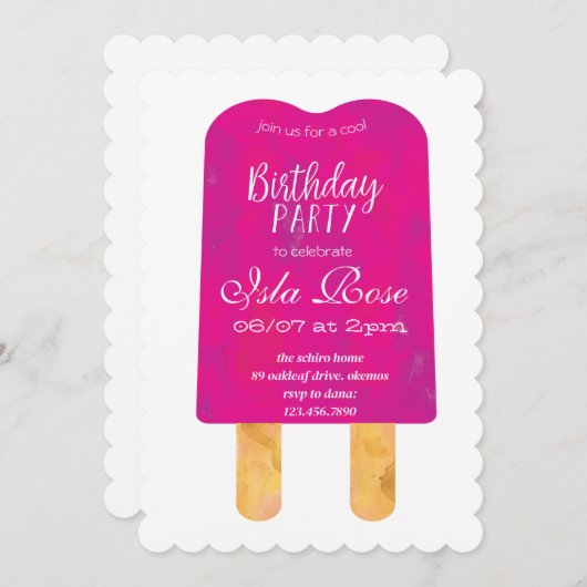 Hello Summer Birthday Party 招待状 (正面/裏面)