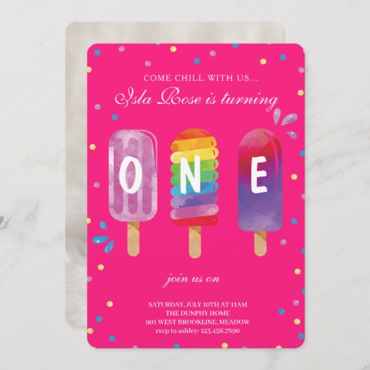 Hello Summer Birthday Party 招待状 (正面/裏面)