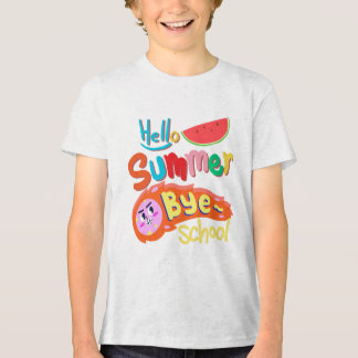 Hello Summer Bye School Cartoon Design トライブレンドＴシャツ
