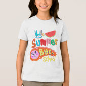 Hello Summer Bye School Cartoon Design トライブレンドＴシャツ (正面)