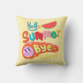 Hello Summer Bye School Throw Pillow クッション (裏面)