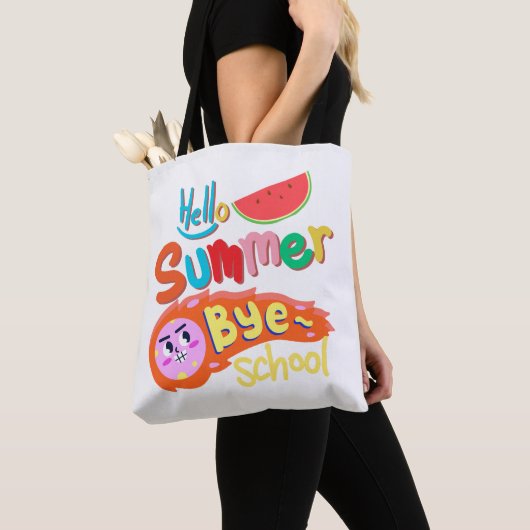 Hello Summer Bye School Tote Bag Art トートバッグ (クローズアップ)