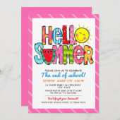 Hello Summer End of SchoolパーティーSummer Cookout 招待状 (正面/裏面)