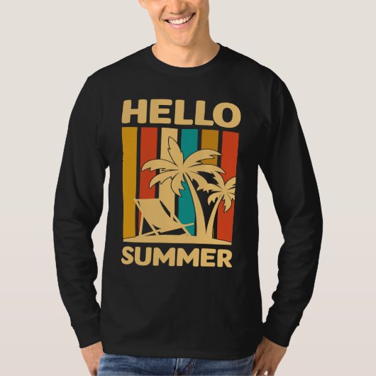 Hello Summer Feeling Tropical Beach Summer Vacatio Tシャツ (正面)
