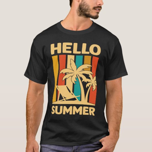 Hello Summer Feeling Tropical Beach Summer Vacatio Tシャツ (正面)