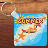 Hello Summer Flamingo Beach  キーホルダー (正面)