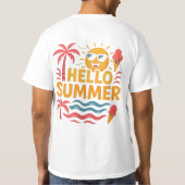 Hello Summer Fun Beach Palm Tree T-Shirt Tシャツ (裏面)