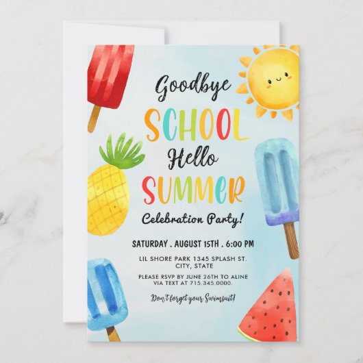 Hello Summer, Goodbye School, End of Schoolパーティー 招待状 (正面)