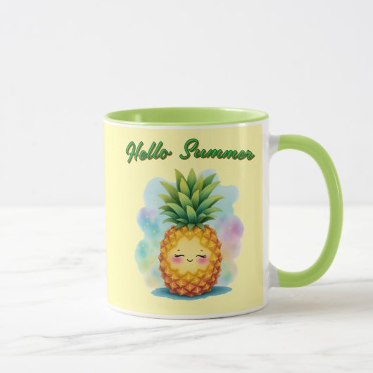 Hello Summer Happy Pineapple Coffee Mug マグカップ (右)