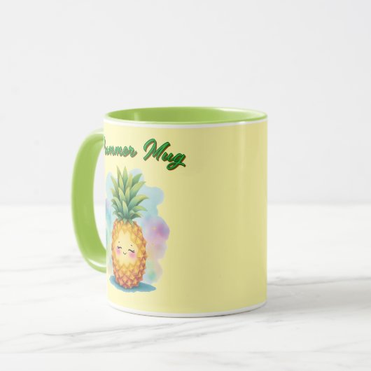 Hello Summer Happy Pineapple Coffee Mug マグカップ (正面左)