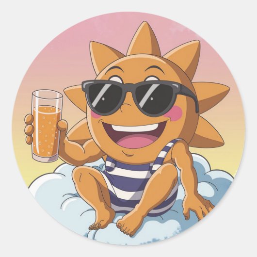 Hello summer holiday ラウンドシール (正面)