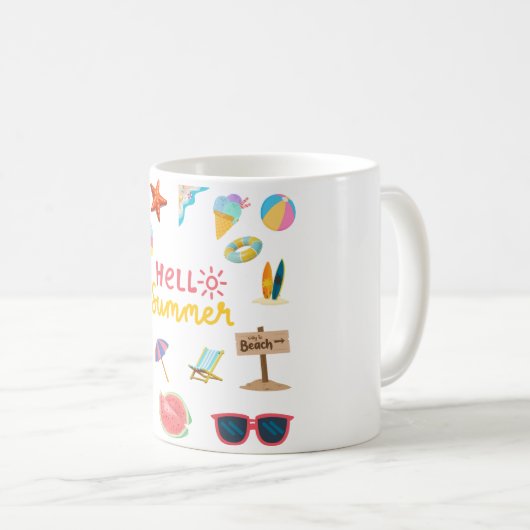 Hello Summer Mug -おもしろいとサニーコーヒーカップ コーヒーマグカップ (正面右)