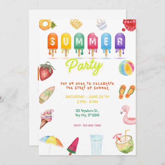 hello summer party 招待状 (正面/裏面)