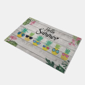 Hello Summer Pineapple Doormat, Fruit Welcome ドアマット (アングル)