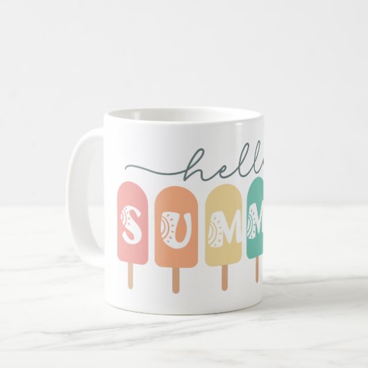 Hello Summer Popsicle カラフル コーヒーマグカップ (正面左)