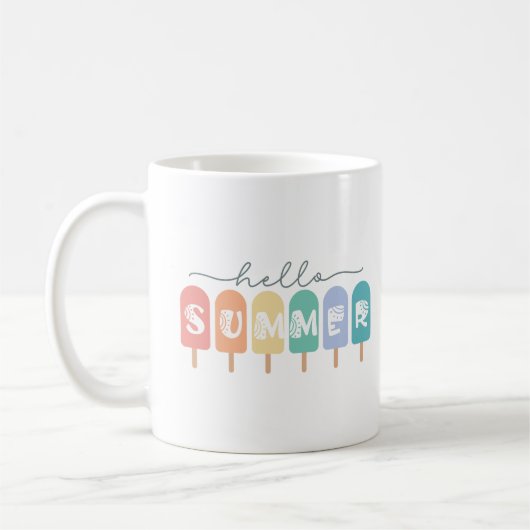 Hello Summer Popsicle カラフル コーヒーマグカップ (左)