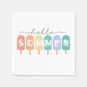 Hello Summer Popsicle カラフル スタンダードカクテルナプキン (正面)