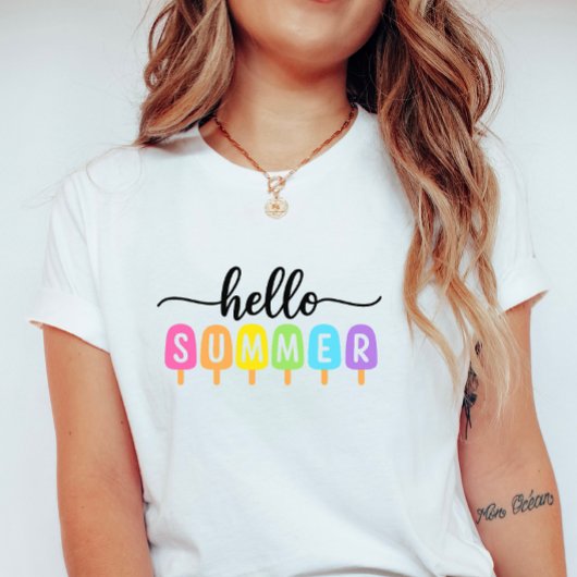 Hello Summer Popsicle; Colorful Seasonal Teens Tシャツ