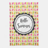 Hello Summer Popsiclesとアイスクリーム キッチンタオル (縦)