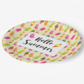 Hello Summer Popsiclesとアイスクリーム ペーパープレート (アングル)