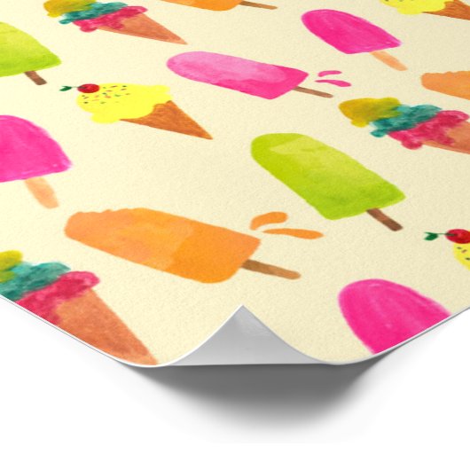 Hello Summer Popsiclesとアイスクリーム ポスター (角)