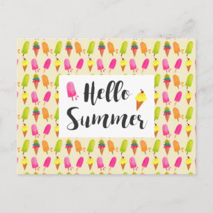 Hello Summer Popsiclesとアイスクリーム ポストカード