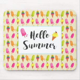 Hello Summer Popsiclesとアイスクリーム マウスパッド