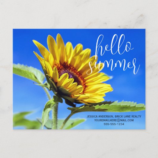 Hello Summer Promotive Business Sunflower ポストカード (正面)