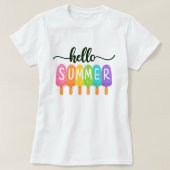Hello Summer Rainbow ; Fun Colorful Vacation Tシャツ (デザイン正面)