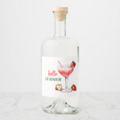 Hello Summer | Strawberry Cocktail Liquor Label リキュールボトルラベル (正面)