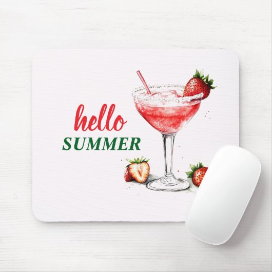 Hello Summer | Strawberry Cocktail Mouse Pad マウスパッド (マウス)