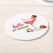 Hello Summer | Strawberry Cocktail Paper Coaster ラウンドペーパーコースター (アングル)