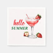 Hello Summer | Strawberry Cocktail Paper Napkins スタンダードカクテルナプキン (正面)