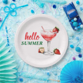Hello Summer | Strawberry Cocktail Paper Plate ペーパープレート (パーティー)
