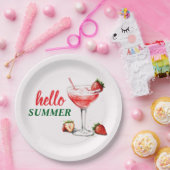 Hello Summer | Strawberry Cocktail Paper Plate ペーパープレート (パーティー)