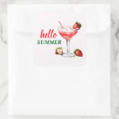 Hello Summer | Strawberry Cocktail Sticker スクエアシール (バッグ)