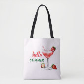 Hello Summer | Strawberry Cocktail Tote Bag トートバッグ (正面)