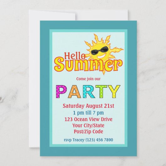 Hello Summer Sun Party 招待状 (正面)