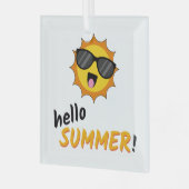 Hello Summer Sun with Sunglasses ガラスオーナメント (正面左)